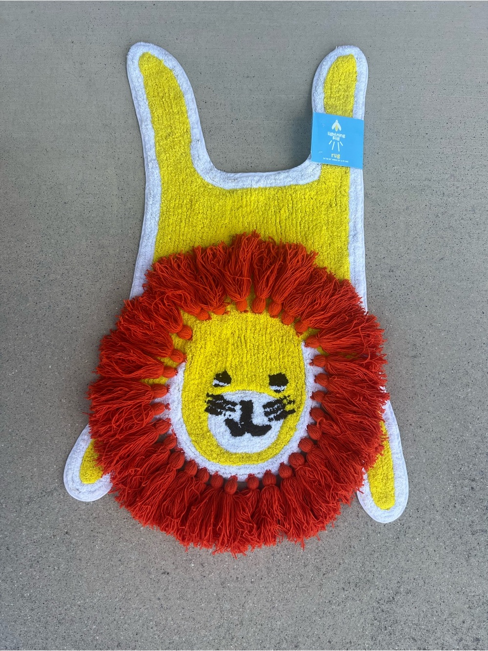 Kids Yellow Lion Face Rug with Orange Mane-24”x36”
